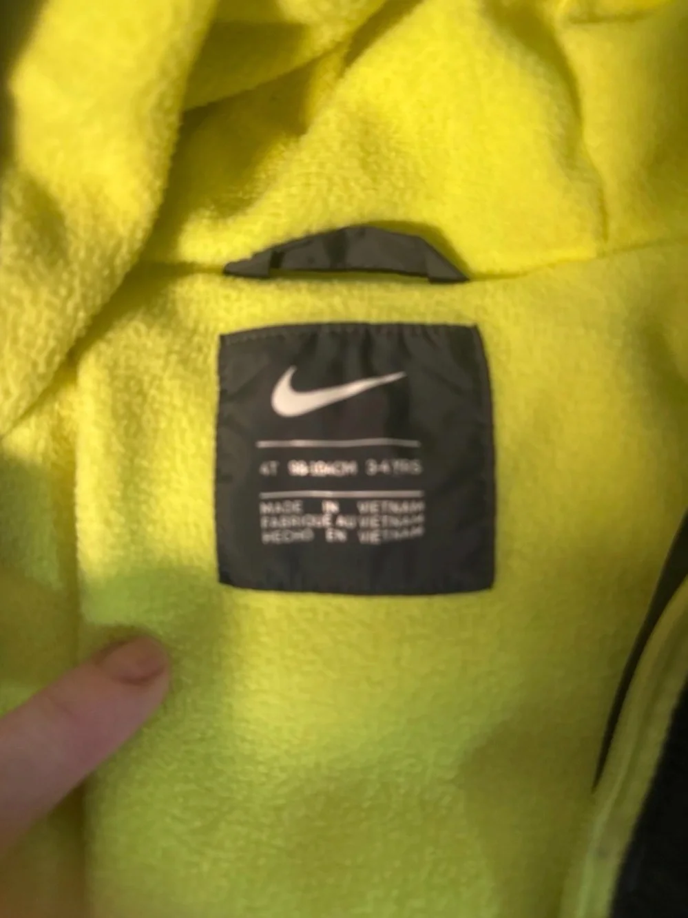 Nike Gray & Lime Hooded Kids Puffer Jacket